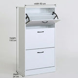 CARLA HOME 3 Flip Drawer Shoe Cabinet - Hidden Storage - Modern - Shoe Storage Cabinet - White