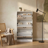 CARLA HOME 3 Flip Drawer Shoe Cabinet - Hidden Storage - Modern - Shoe Storage Cabinet - White