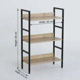 CARLA HOME 3 Tier Bookshelf - Wood Metal Display Shelf - Brown - Rustic - Steel - Living Room Office