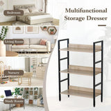 CARLA HOME 3 Tier Bookshelf - Wood Metal Display Shelf - Brown - Rustic - Steel - Living Room Office