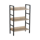 CARLA HOME 3 Tier Bookshelf - Wood Metal Display Shelf - Brown - Rustic - Steel - Living Room Office