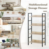 CARLA HOME 4 Tier Bookshelf - Wood Metal Display Shelf - Brown - Rustic - Steel - Living Room Office