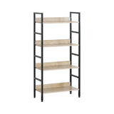 CARLA HOME 4 Tier Bookshelf - Wood Metal Display Shelf - Brown - Rustic - Steel - Living Room Office