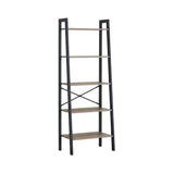 CARLA HOME 5 Tier Ladder Shelf - Wood Metal Display Bookcase - Brown - Rustic - Steel