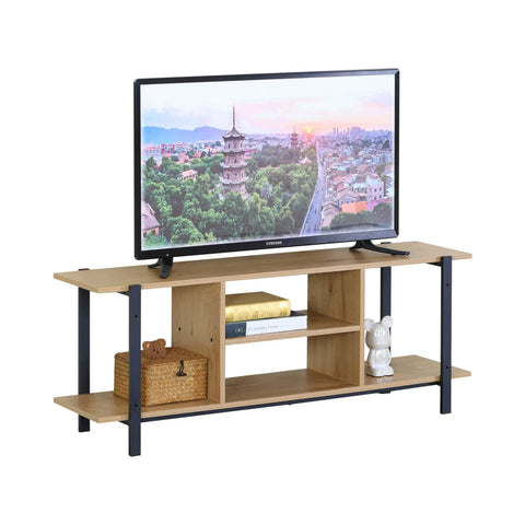 CARLA HOME Tv Stand Entertainment Console - Open Shelves - Oak - Brown - Rustic - Steel In Australia - Darrahopens