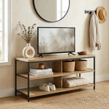 CARLA HOME Tv Stand 3 Tier Open Shelf Entertainment Console - Brown - Rustic - Steel