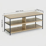 CARLA HOME Tv Stand 3 Tier Open Shelf Entertainment Console - Brown - Rustic - Steel