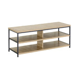 CARLA HOME Tv Stand 3 Tier Open Shelf Entertainment Console - Brown - Rustic - Steel