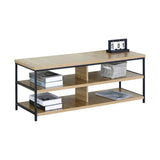 CARLA HOME Tv Stand 3 Tier Open Shelf Entertainment Console - Brown - Rustic - Steel