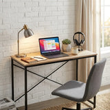 CARLA HOME Office Desk Computer Table - Metal Frame - Oak - 100cm - Brown - Rustic