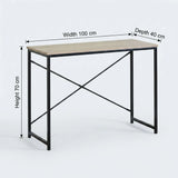 CARLA HOME Office Desk Computer Table - Metal Frame - Oak - 100cm - Brown - Rustic