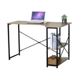 CARLA HOME Office Desk with 2 Shelves - Metal Frame - Natural - 120cm - Brown - Rustic