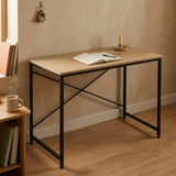 CARLA HOME Office Desk Computer Table - Metal Frame - Oak - 120cm - Brown - Rustic