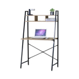 CARLA HOME Ladder Desk with Shelves - Steel Frame - Oak - 84cm - Brown - Study Desk