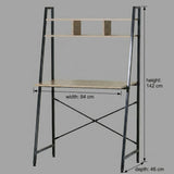 CARLA HOME Ladder Desk with Shelves - Steel Frame - Oak - 84cm - Brown - Study Desk