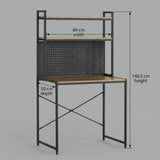 CARLA HOME Computer Desk with Hutch Shelves and Pegboard - Brown - Rustic - Steel