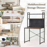 CARLA HOME Computer Desk with Hutch Shelves and Pegboard - Brown - Rustic - Steel