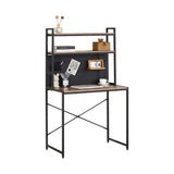 CARLA HOME Computer Desk with Hutch Shelves and Pegboard - Brown - Rustic - Steel