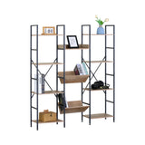 CARLA HOME 12 - Shelf Bookcase - Wood Metal Display Shelf - Brown - Rustic - Steel