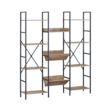 CARLA HOME 12 - Shelf Bookcase - Wood Metal Display Shelf - Brown - Rustic - Steel