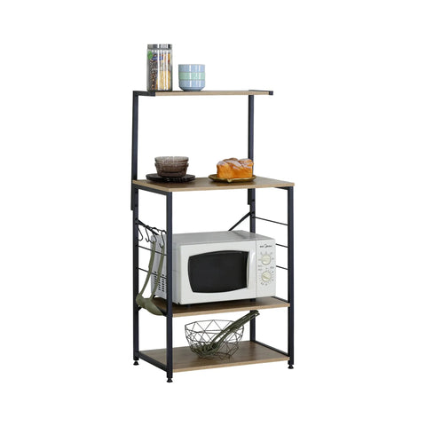 CARLA HOME 4 Tier Bakers Rack Microwave Stand - Oak Finish - Brown - Kitchen Rack In Australia - Darrahopens