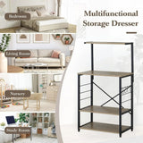 CARLA HOME 4 Tier Bakers Rack Microwave Stand - Oak Finish - Brown - Kitchen Rack In Australia - Darrahopens