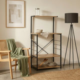 CARLA HOME 4 Tier Bakers Rack Microwave Stand - Oak Finish - Brown - Kitchen Rack