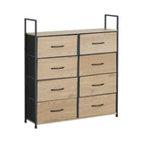 CARLA HOME 8 Drawer Tallboy Large Storage Cabinet - Brown - Rustic - Steel - Chest Drawers Tallboy