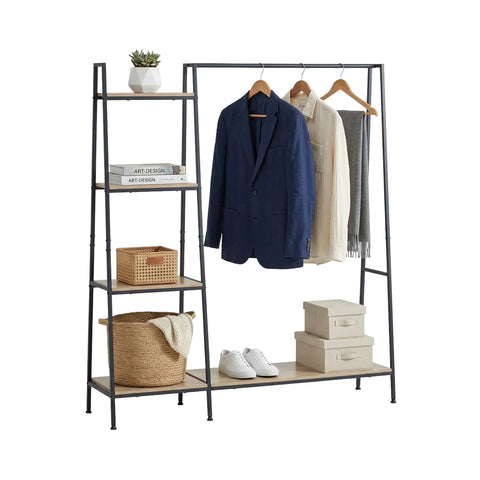 CARLA HOME Freestanding Garment Rack with Shelves - 4 Tier - Brown - Garment Rail
