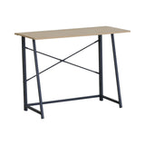 CARLA HOME Foldable Computer Desk - Oak Steel Frame Study Table - Brown - Foldable Desk