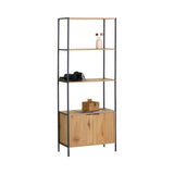 CARLA HOME Bookcase with Cabinet - 3 - Tier Display Shelf - Brown - Storage Cabinet In Australia - Darrahopens