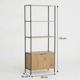 CARLA HOME Bookcase with Cabinet - 3 - Tier Display Shelf - Brown - Storage Cabinet