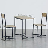 CARLA HOME 3 - Piece Dining Table Set - Square Table 2 Chairs - Brown - Dinning Table
