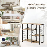 CARLA HOME Kitchen Baker's Rack 4 Tier - Metal Shelf with Hooks - Brown - Kitchen Rack