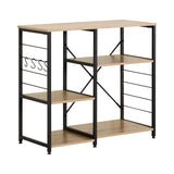 CARLA HOME Kitchen Baker's Rack 4 Tier - Metal Shelf with Hooks - Brown - Kitchen Rack