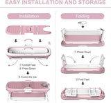 CARLA HOME Foldable Bathtub Adult - Collapsible Soaking Tub - Pink - Folding Bathub