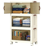 CARLA HOME 3 Tier Stackable Storage Cabinet with Wheels White - Storage Box - Plastic