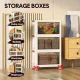 CARLA HOME 3 Tier Stackable Storage Cabinet with Wheels White - Storage Box - Plastic