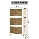 CARLA HOME 3 Tier Stackable Storage Cabinet with Wheels White - Storage Box - Plastic