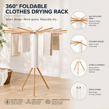 CARLA HOME Tripod Clothes Drying Rack, 16 Rod Foldable, Wooden Poles