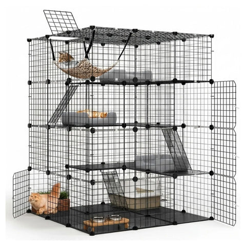 CARLA HOME Large Cat Cage Diy Enclosure, 4 Tier Pet Playpen Cat Kennel