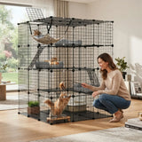 CARLA HOME Large Cat Cage Diy Enclosure, 4 Tier Pet Playpen Cat Kennel