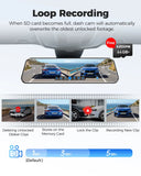 12" Black Rear View Mirror Dash Cam with 4K Front and 1080P Rear, GPS, WiFi6