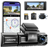3 Channel Dash Cam in Black with WiFi, GPS, 4K+1080P+2.5K, 64GB Card, Parking Mode