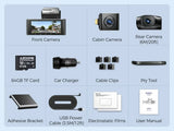 3 Channel Dash Cam in Black with WiFi, GPS, 4K+1080P+2.5K, 64GB Card, Parking Mode