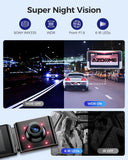 3 Channel Dash Cam in Black with WiFi, GPS, 4K+1080P+2.5K, 64GB Card, Parking Mode