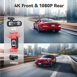 4K Front and Rear Dash Camera with WiFi GPS and Free 64GB SD Card