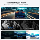 4K 3 Channel Dash Cam with 5G WiFi, Front, Rear, and Inside Recording, Free 64GB SD Card