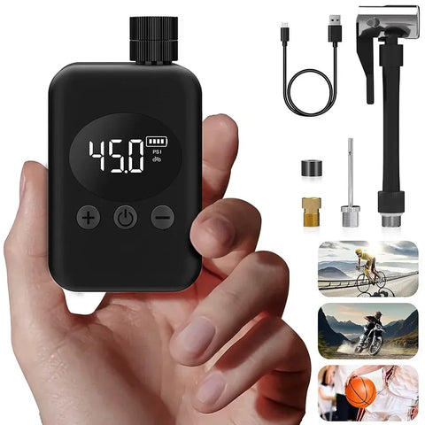 Mini Electric Bike Tyre Pump Black 150 PSI with Digital Gauge for Presta and Schrader Valves In Australia - Darrahopens