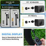 Mini Electric Bike Tyre Pump Black 150 PSI with Digital Gauge for Presta and Schrader Valves In Australia - Darrahopens